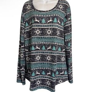 Faded Glory PLUS SIZE XXL 20 Holiday Print Scoop Neck PULLOVER COZY SOFT TOP NEW
